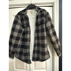 REDHEAD SHERPA LINED FLANNEL SHIRT JACKET SHACKET MEN MEDIUM GREEN BUFFALO PLAID